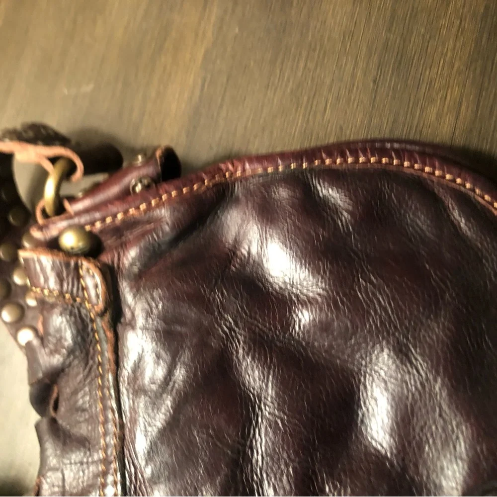 Frye Stacy Studded Leather Woven Shoulder Bag - Rare - Picture 11 of 15
